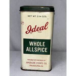 Vintage Ideal Brand Whole Allspice Tin American Stores Co Philadelphia 4 1/2”